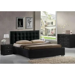 Faux Leather King Bed with Headboard (78'')