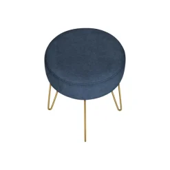 Monarch Footrest with Golden Hairpin-Style Legs - Navy