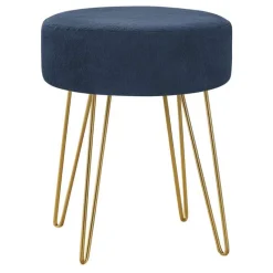 Monarch Footrest with Golden Hairpin-Style Legs - Navy