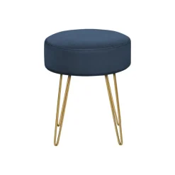 Monarch Footrest with Golden Hairpin-Style Legs - Navy