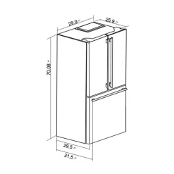FORNO 17,5 Cu Ft 30 In Refrigerator Bottom Freezer, French door - FFFFD1974-31