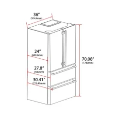FORNO 19,2 Cu Ft 36 In Refrigerator Bottom Freezer, French door - FFRBI1820-36