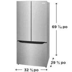 Frigidaire 20 Cu ft 33 In Refrigerator Bottom Freezer, French door - FRFG2033AV