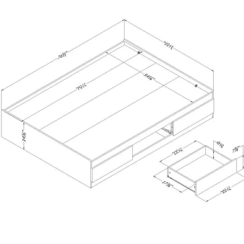 Meubles South Shore Full Bed with 3-Drawer Storage (54'') - South Shore