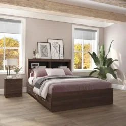 SUA-V Full Bed with 6-Drawer Storage Headboard and Nightstand (54