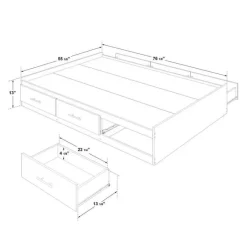 SUA-V Full Bed with 6-Drawer Storage Headboard and Nightstand (54