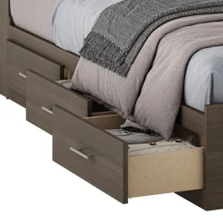 SUA-V Full Bed with 6-Drawer Storage Headboard and Nightstand (54
