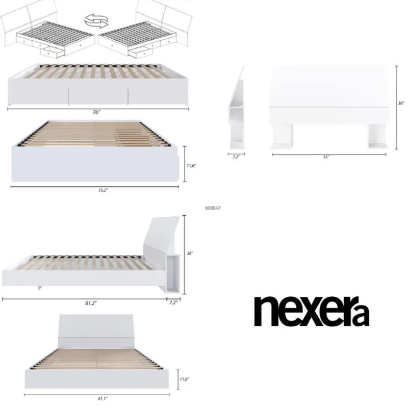 Nexera Full Bedroom Set with Storage (54") - 3pcs -