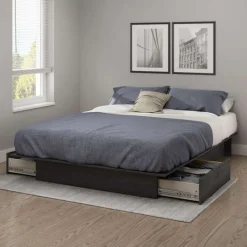 Meubles South Shore Full/Queen Platform Bed with 2-Drawer Storage (54/60'') - South Shore