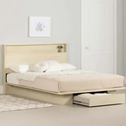 Meubles South Shore Full/Queen Platform Bed with 1-Drawer Storage and Headboard (54