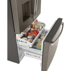 GE Appliances GE 25.5 Cu Ft 36 In Refrigerator Bottom Freezer, French door - GFE26JMMES