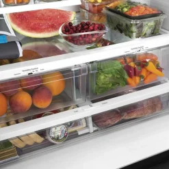 GE Appliances GE 25.5 Cu Ft 36 In Refrigerator Bottom Freezer, French door - GFE26JMMES