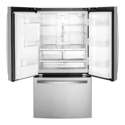 GE Appliances GE 25.6 Cu Ft 36 In Refrigerator Bottom Freezer, French door - GFE26JYMFS