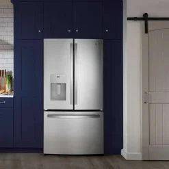 GE Appliances GE 25.6 Cu Ft 36 In Refrigerator Bottom Freezer, French door - GFE26JYMFS