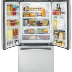 GE Appliances GE 18.6 Cu Ft 33 In Refrigerator Bottom Freezer, French door - GWE19JYLFS