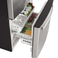 GE Appliances GE 18.6 Cu Ft 33 In Refrigerator Bottom Freezer, French door - GWE19JYLFS