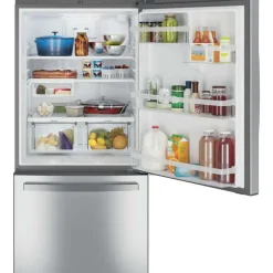 GE Appliances GE 24.8 Cu Ft 33 In Refrigerator Bottom Freezer - GDE25EYKFS