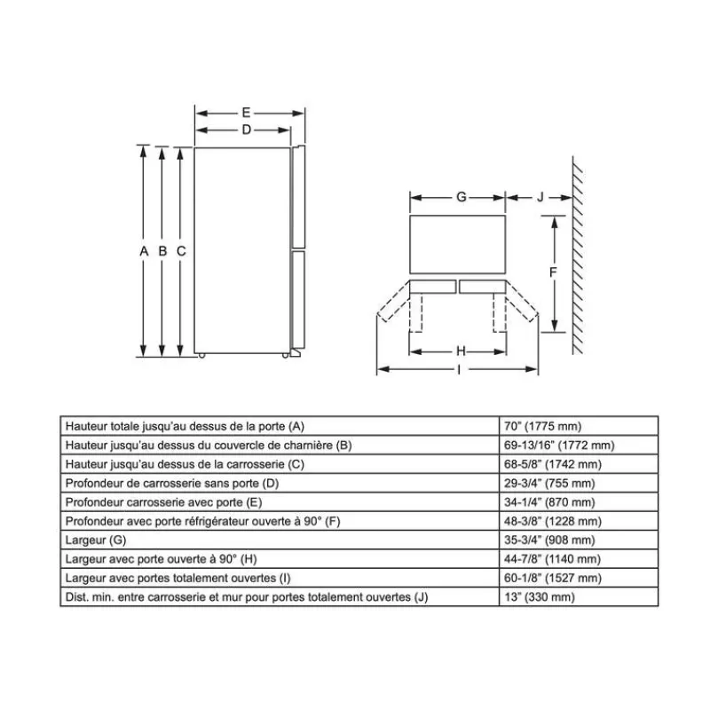 GE Profile 28,7 Cu Ft 36 In Refrigerator Bottom Freezer, French door - PAD28BYTFS