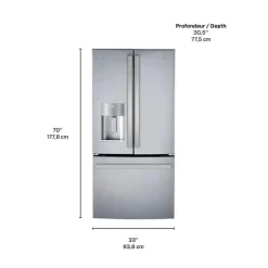 GE Profile 17,5 Cu Ft 33 In Refrigerator Bottom Freezer, French door - PYE18HYRCFS