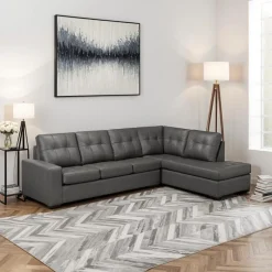 Sofa By Fancy Genuine Leather Loveseat Sectional - Right-Side Chaise