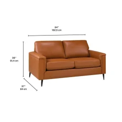 Sofa By Fancy Genuine Leather Loveseat - Cognac