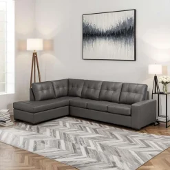 Sofa By Fancy Genuine Leather Loveseat Sectional - Left-Side Chaise
