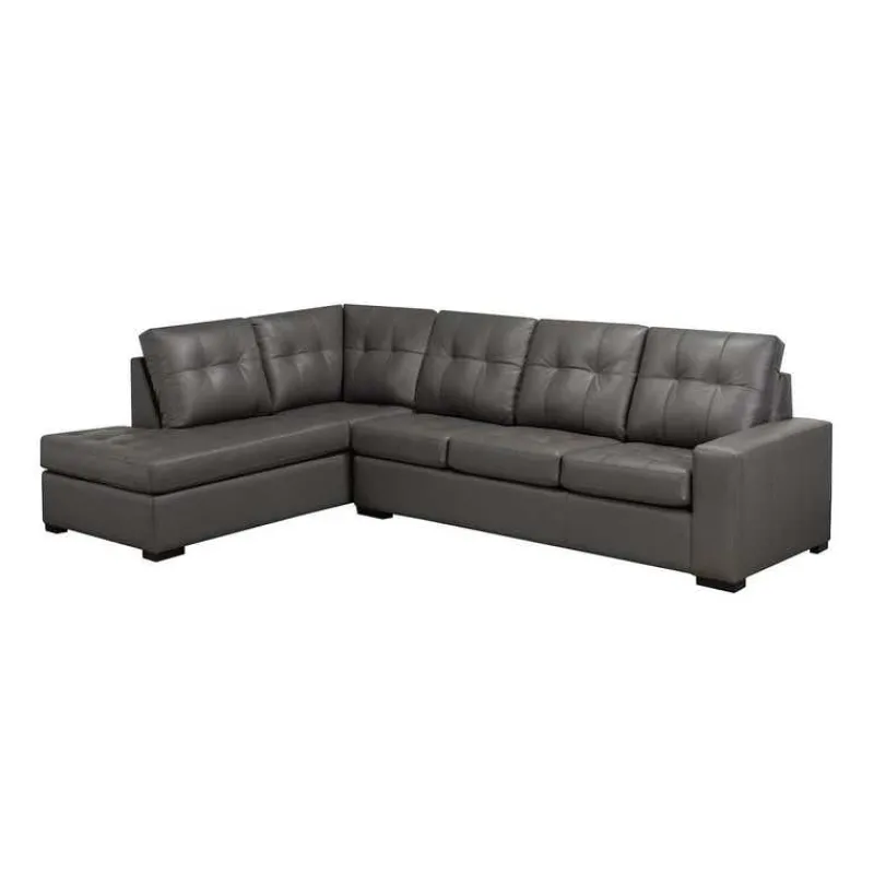 Sofa By Fancy Genuine Leather Loveseat Sectional - Left-Side Chaise