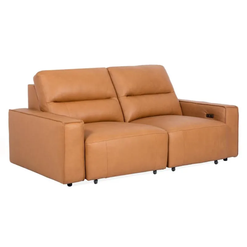 Genuine Leather Modular Loveseat with Power Sliding Seats - 2 pcs