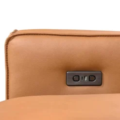 Genuine Leather Modular Loveseat with Power Sliding Seats and Media Console - 3 pcs
