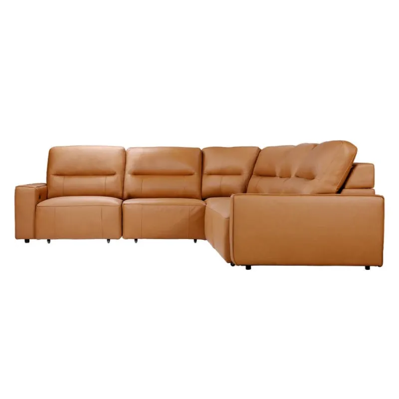 Genuine Leather Modular Sectional with Power Sliding Seats - 5 pcs
