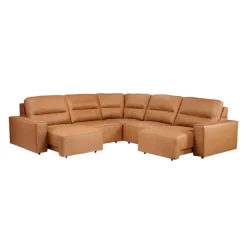 Genuine Leather Modular Sectional with Power Sliding Seats - 5 pcs