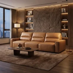 Genuine Leather Modular Sofa with Power Sliding Seats - 3 pcs
