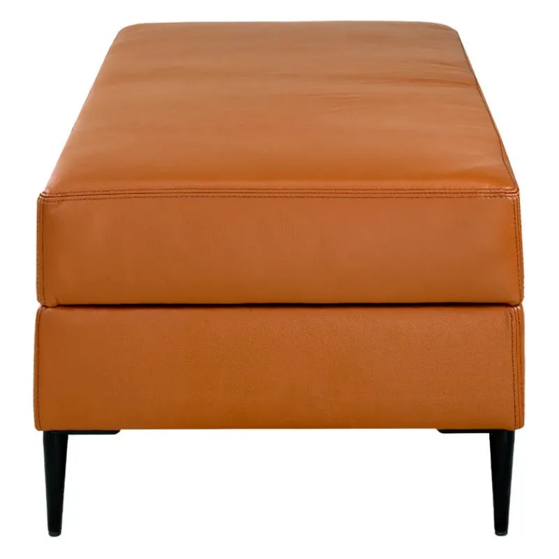 Sofa By Fancy Genuine Leather Ottoman with Storage - Cognac