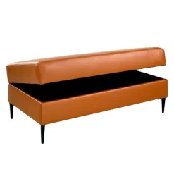 Sofa By Fancy Genuine Leather Ottoman with Storage - Cognac