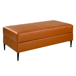 Sofa By Fancy Genuine Leather Ottoman with Storage - Cognac