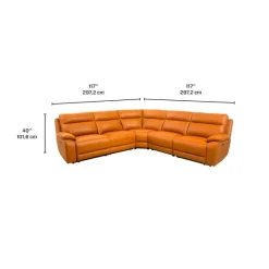 Genuine Leather Power Modular Reclining Sectional - 5 pcs