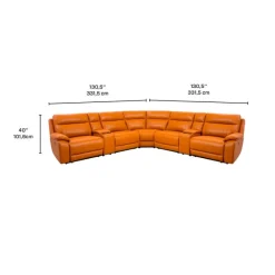 Genuine Leather Power Modular Reclining Sectional with 2 Consoles - 7 pcs