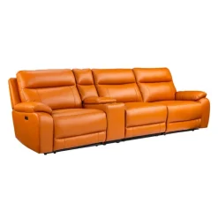 Genuine Leather Power Modular Reclining Sofa with Console - 4 pcs