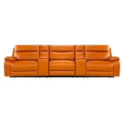 Genuine Leather Power Modular Reclining Sofa with 2 Consoles - 5 pcs