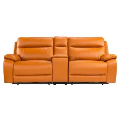 Genuine Leather Power Modular Reclining Loveseat with Console - 3 pcs