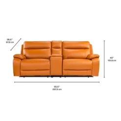 Genuine Leather Power Modular Reclining Loveseat with Console - 3 pcs