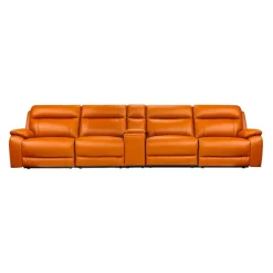 Genuine Leather Power Modular Reclining Sofa with Console - 5 pcs