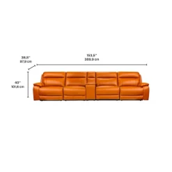 Genuine Leather Power Modular Reclining Sofa with Console - 5 pcs