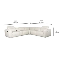 HTL Genuine Leather Power Modular Reclining Sectional with Adjustable Headrests – 6 pcs