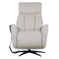 Genuine Leather Power Recliner and Swivel Chair with 4 Motors, Massage, Built-In Speakers, and LED Lighting