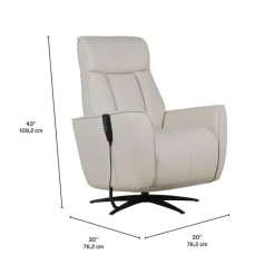 Genuine Leather Power Recliner and Swivel Chair with 4 Motors, Massage, Built-In Speakers, and LED Lighting