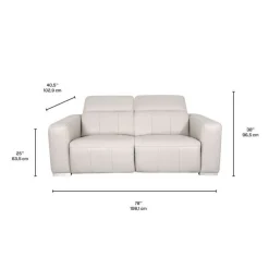HTL Genuine Leather Power Reclining Modular Loveseat with Adjustable Headrests – 2 pcs