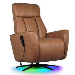 Genuine Leather Power Recliner and Swivel Chair with 4 Motors, Massage, Built-In Speakers, and LED Lighting