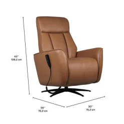Genuine Leather Power Recliner and Swivel Chair with 4 Motors, Massage, Built-In Speakers, and LED Lighting