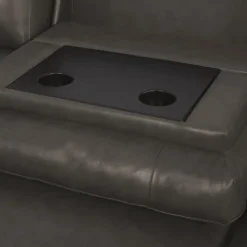 Genuine Leather Power Reclining Sectional with Chaise and Fold-Down Backrest